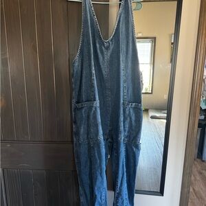 We The Free Blue Denim Overalls